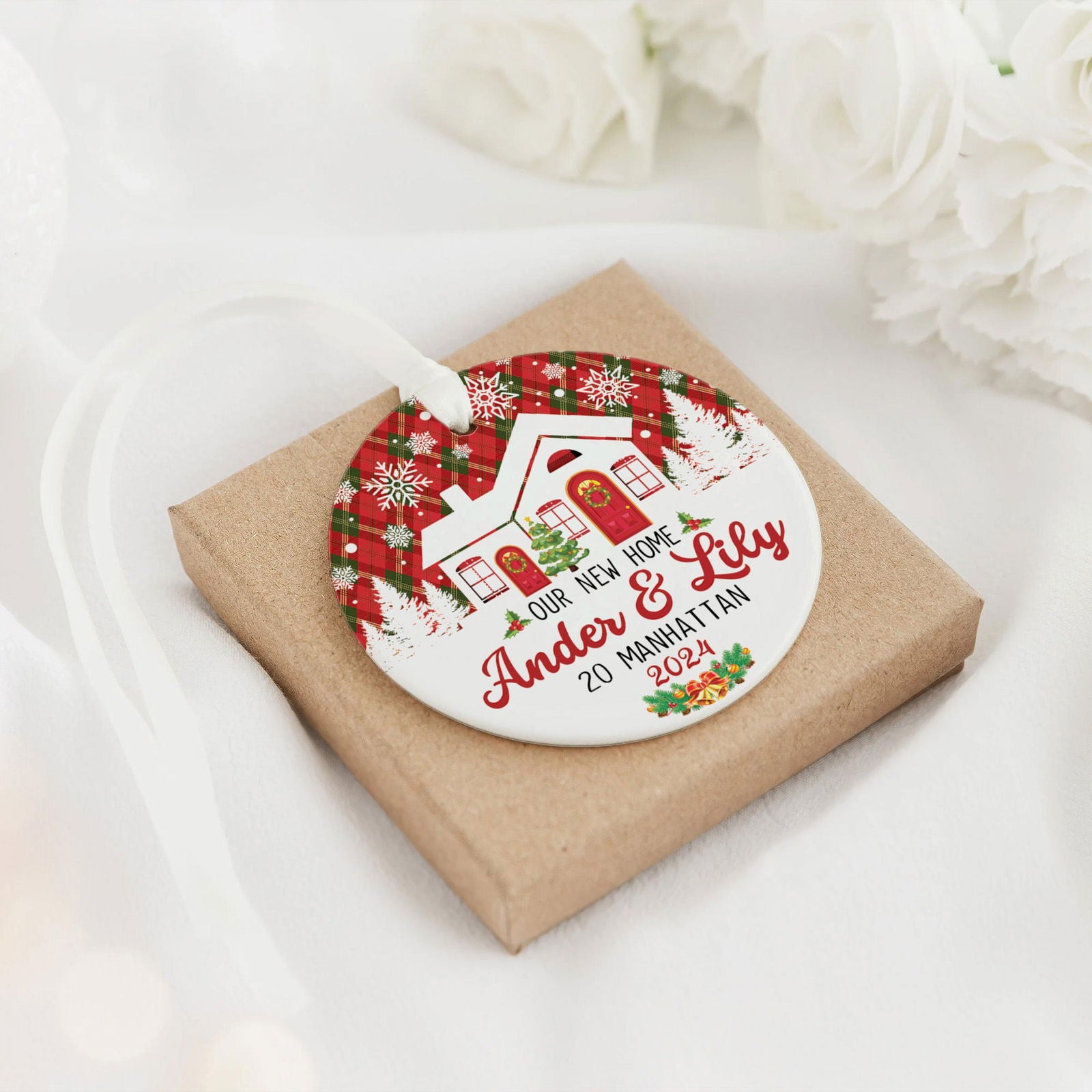 Personalized Christmas New Home Ornament, Custom New House Gift Ideas, Housewarming Gifts for New House Ornament, Welcome Home Gifts, Personalized First Christmas in Our New Home Ornament, Couples New Home Ornament CX01-4 - Kindlytoys