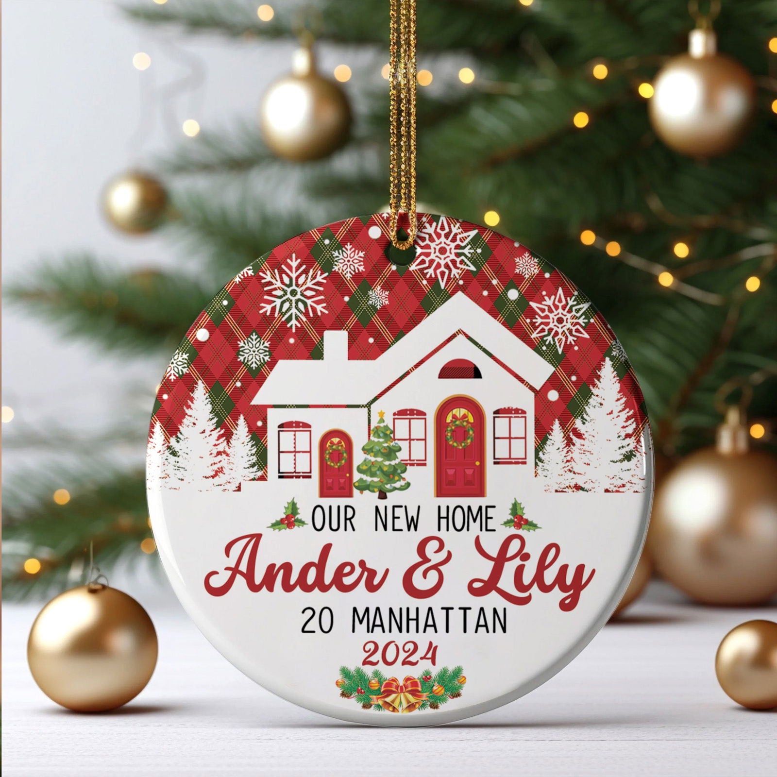 Personalized Christmas New Home Ornament, Custom New House Gift Ideas, Housewarming Gifts for New House Ornament, Welcome Home Gifts, Personalized First Christmas in Our New Home Ornament, Couples New Home Ornament CX01-4 - Kindlytoys