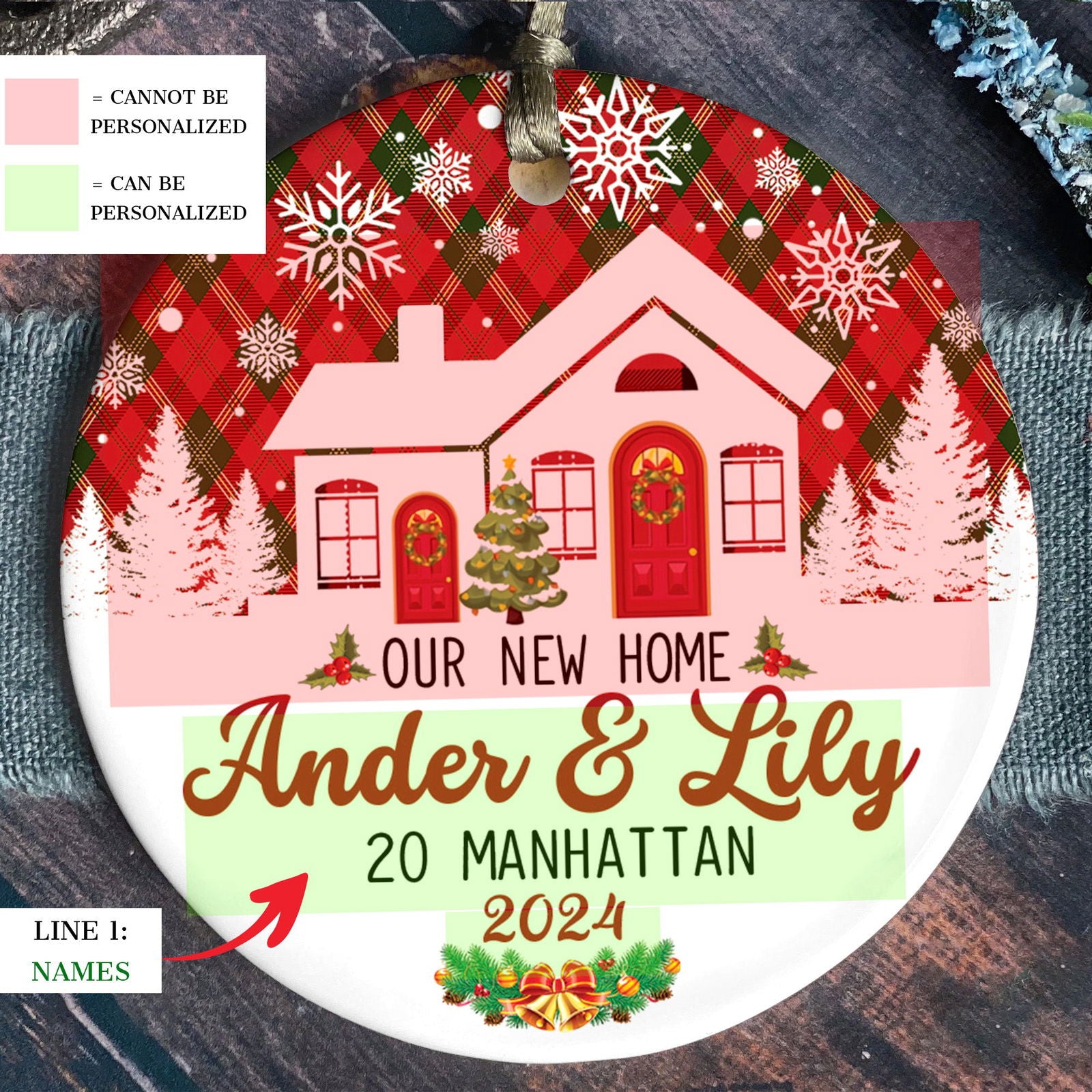 Personalized Christmas New Home Ornament, Custom New House Gift Ideas, Housewarming Gifts for New House Ornament, Welcome Home Gifts, Personalized First Christmas in Our New Home Ornament, Couples New Home Ornament CX01-4 - Kindlytoys