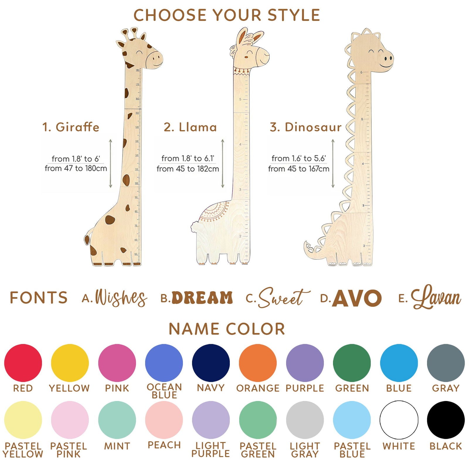 Height Growth Wooden Growth Chart With Picture Frames Ocean Theme