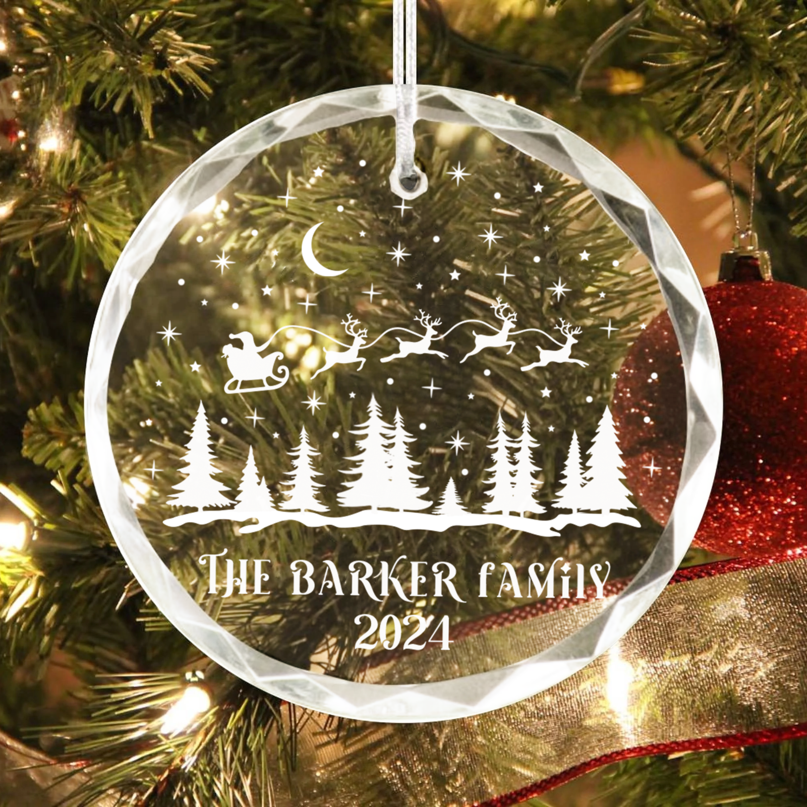 Personalized Family Christmas Glass Ornaments, Family Christmas GX02-1 - Kindlytoys