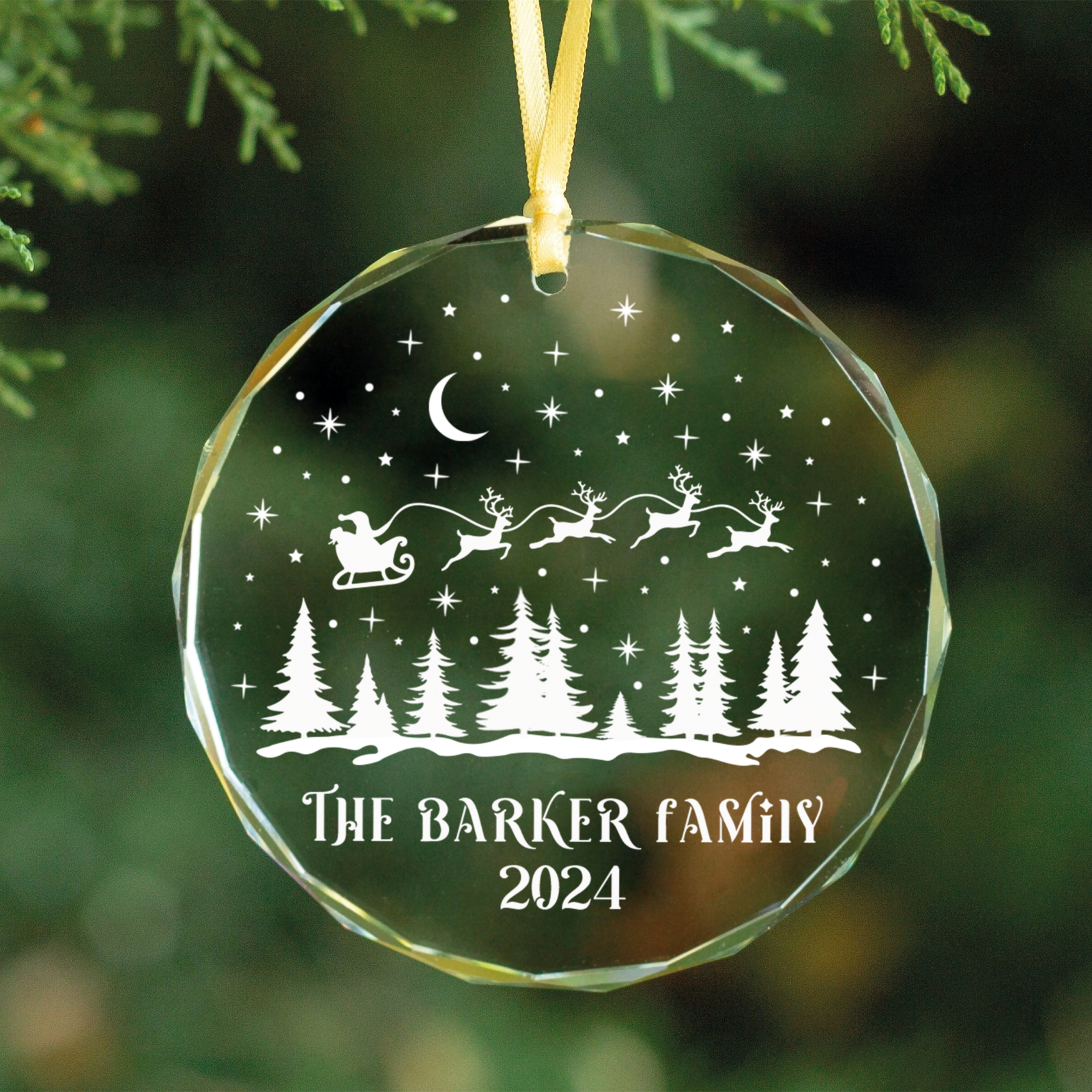 Personalized Family Christmas Glass Ornaments, Family Christmas GX02-1 - Kindlytoys