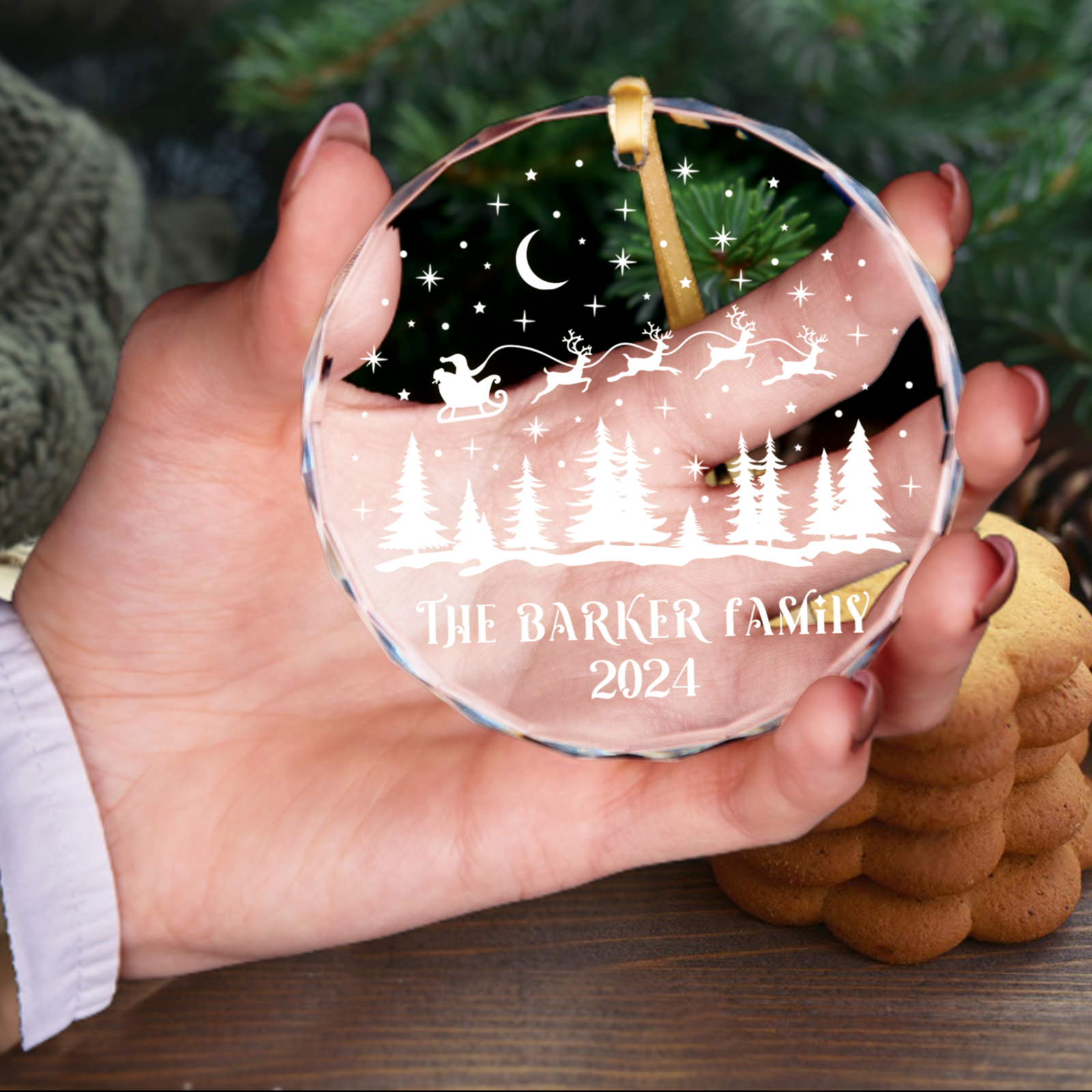 Personalized Family Christmas Glass Ornaments, Family Christmas GX02-1 - Kindlytoys