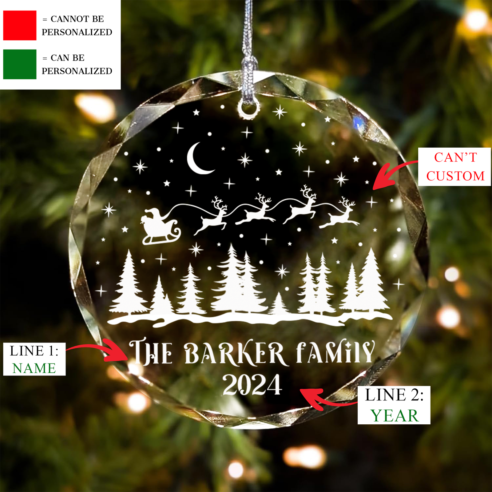 Personalized Family Christmas Glass Ornaments, Family Christmas GX02-1 - Kindlytoys