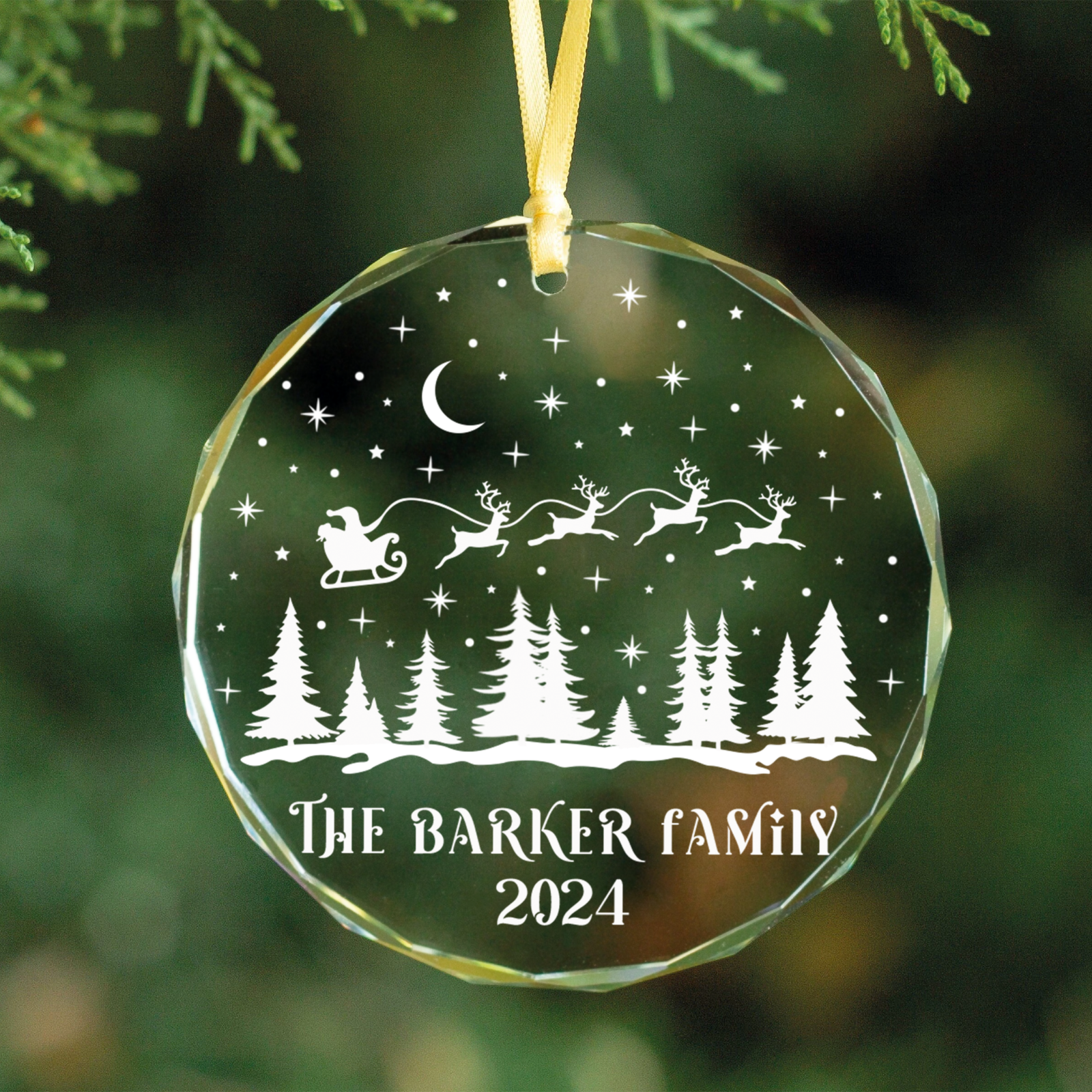 Personalized Family Christmas Glass Ornaments, Family Christmas GX02-1 - Kindlytoys