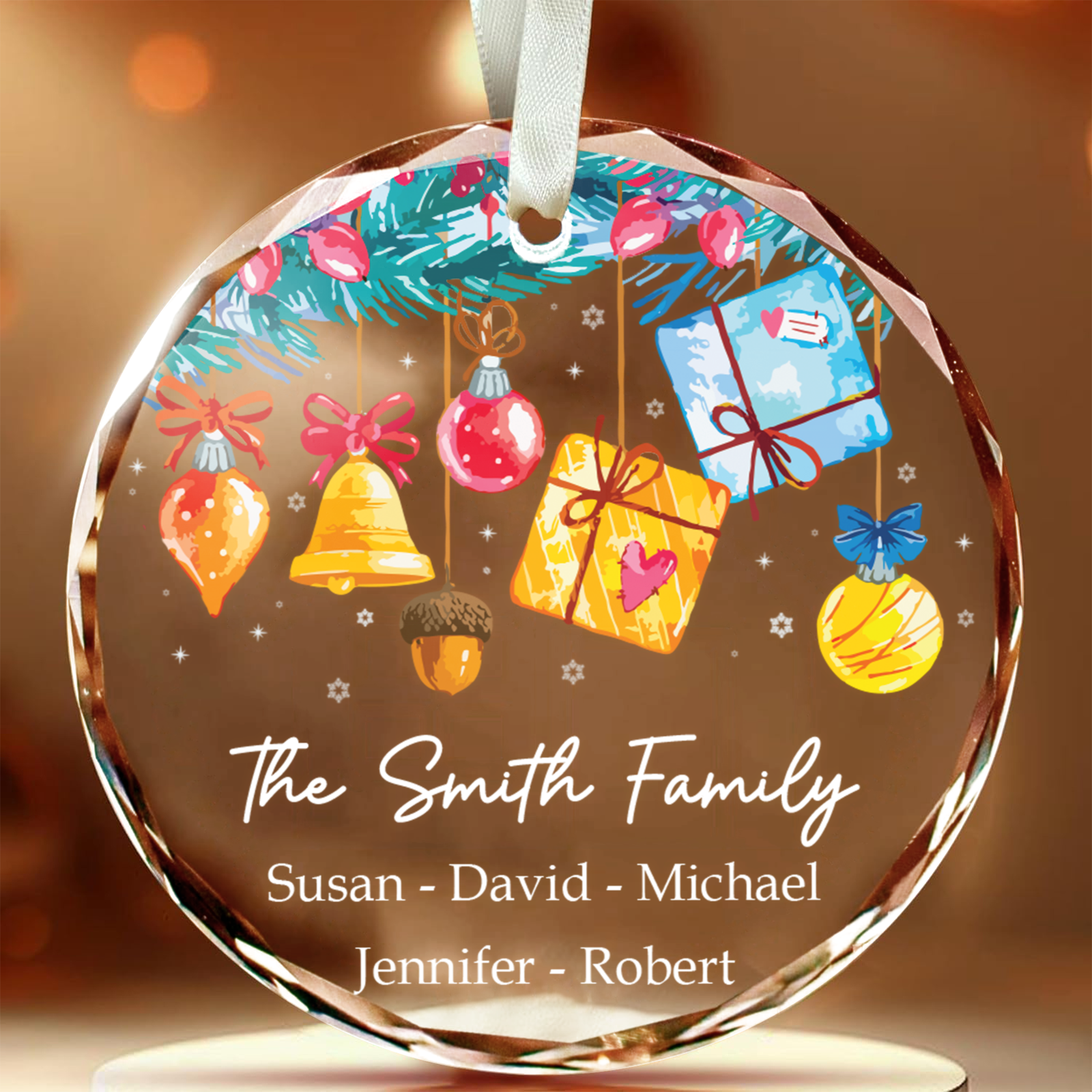 Personalized Family Christmas Glass Ornaments, Family Christmas Tree Keepsake GX02-6 - Kindlytoys