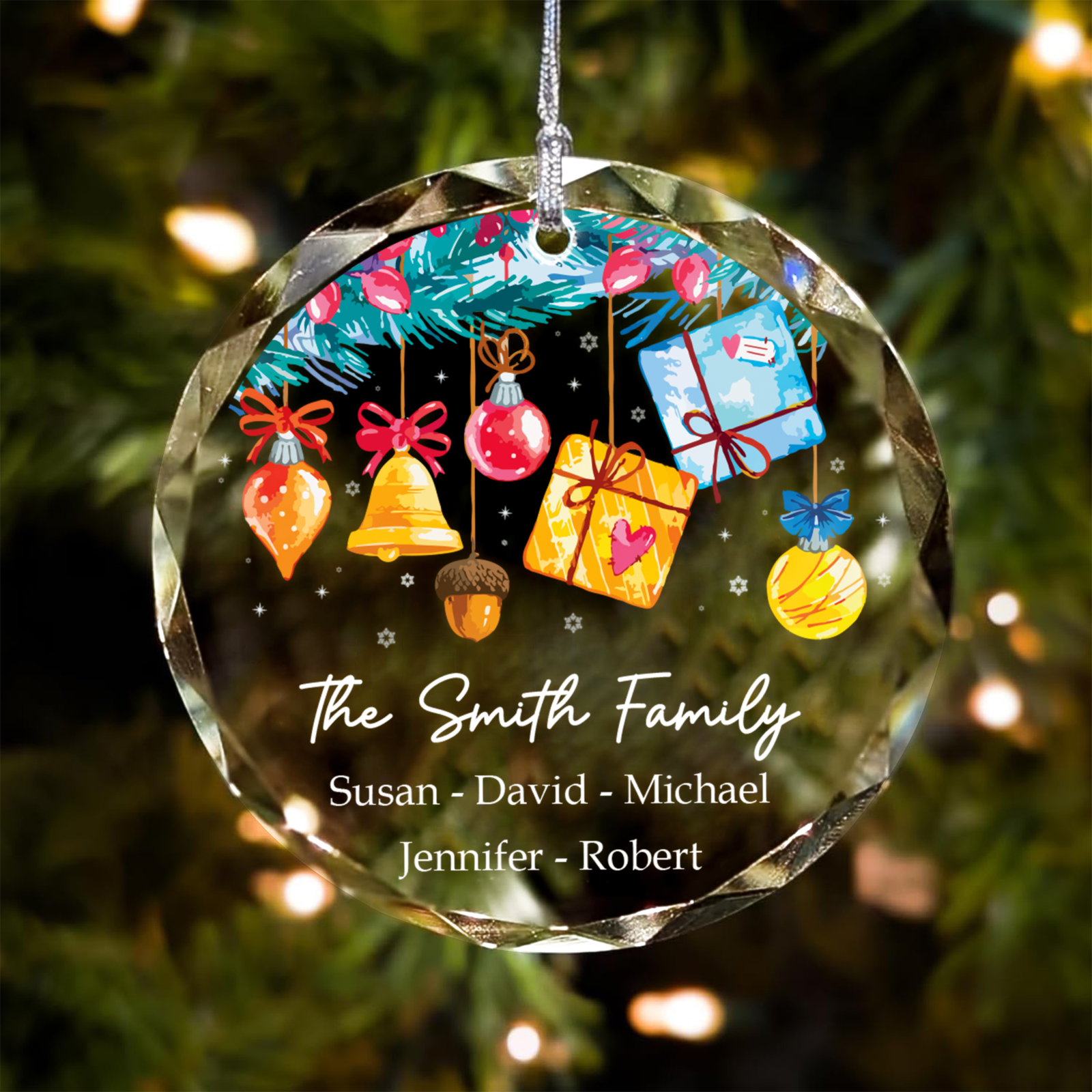 Personalized Family Christmas Glass Ornaments, Family Christmas Tree Keepsake GX02-6 - Kindlytoys