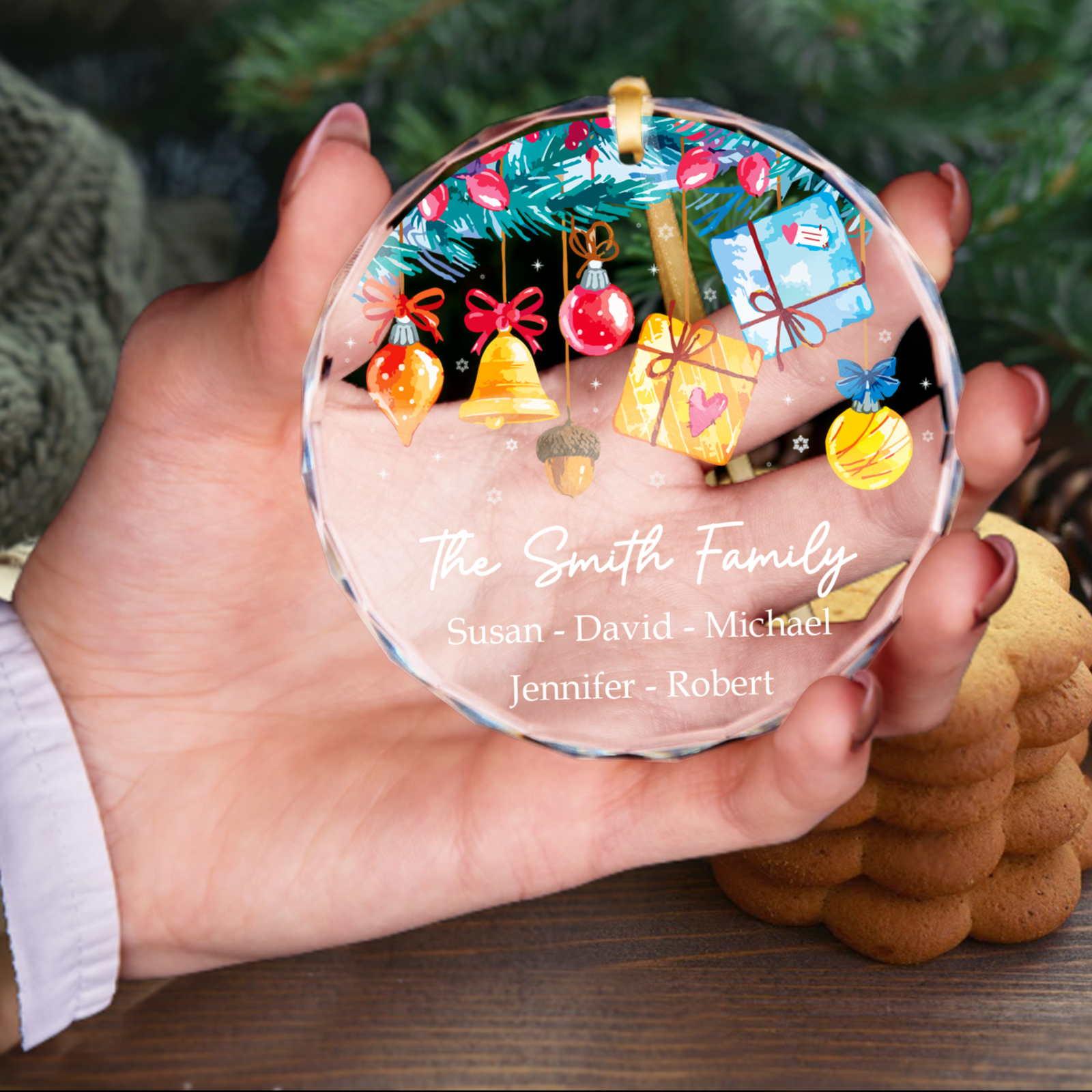 Personalized Family Christmas Glass Ornaments, Family Christmas Tree Keepsake GX02-6 - Kindlytoys