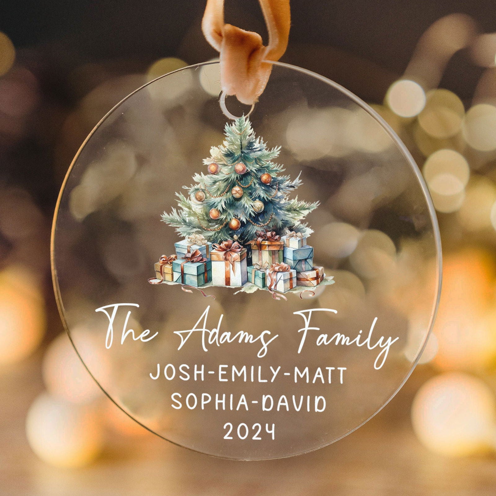Personalized Family Christmas Ornament 2024 – Custom Family & Pet Ornament AV03-11 - Kindlytoys
