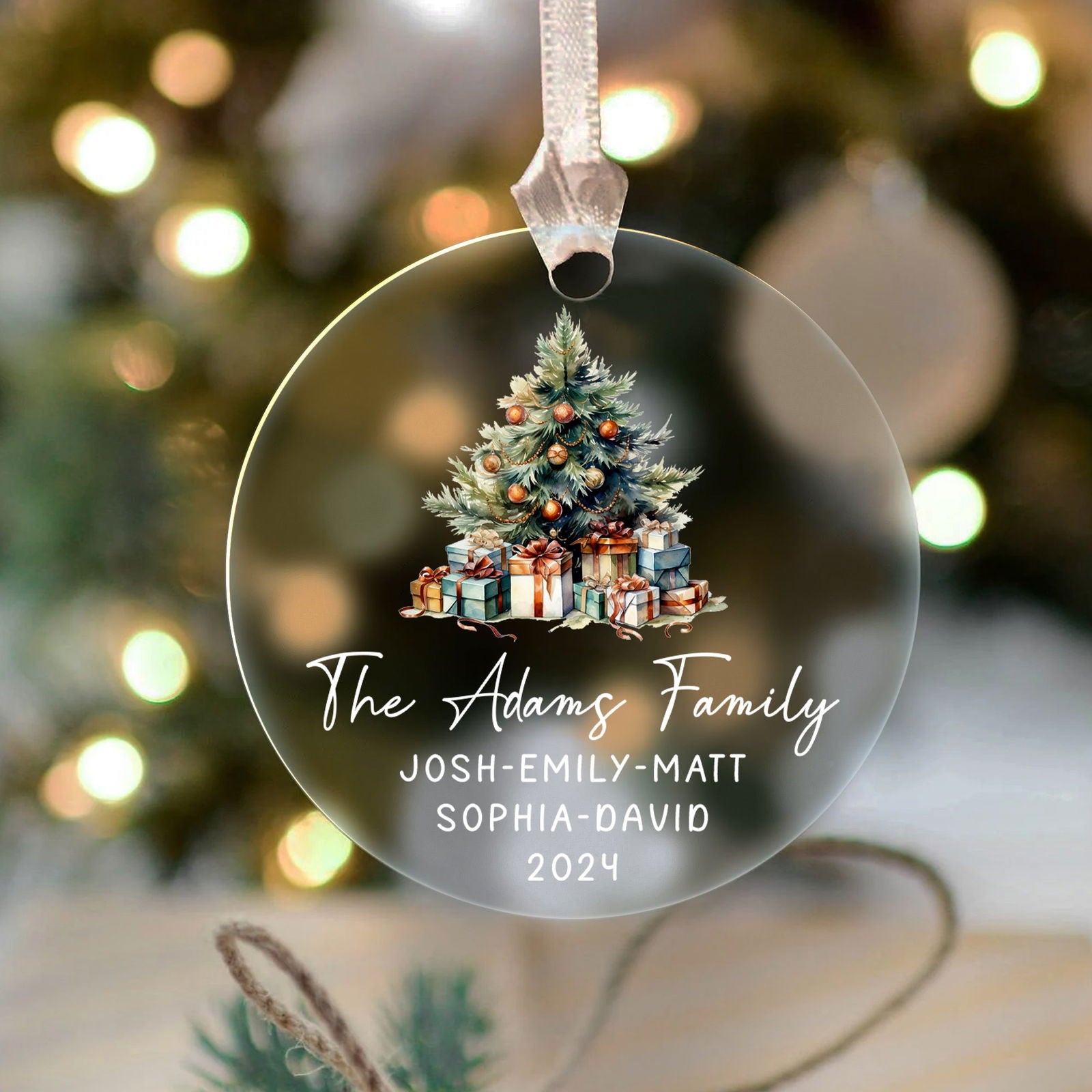 Personalized Family Christmas Ornament 2024 – Custom Family & Pet Ornament AV03-11 - Kindlytoys