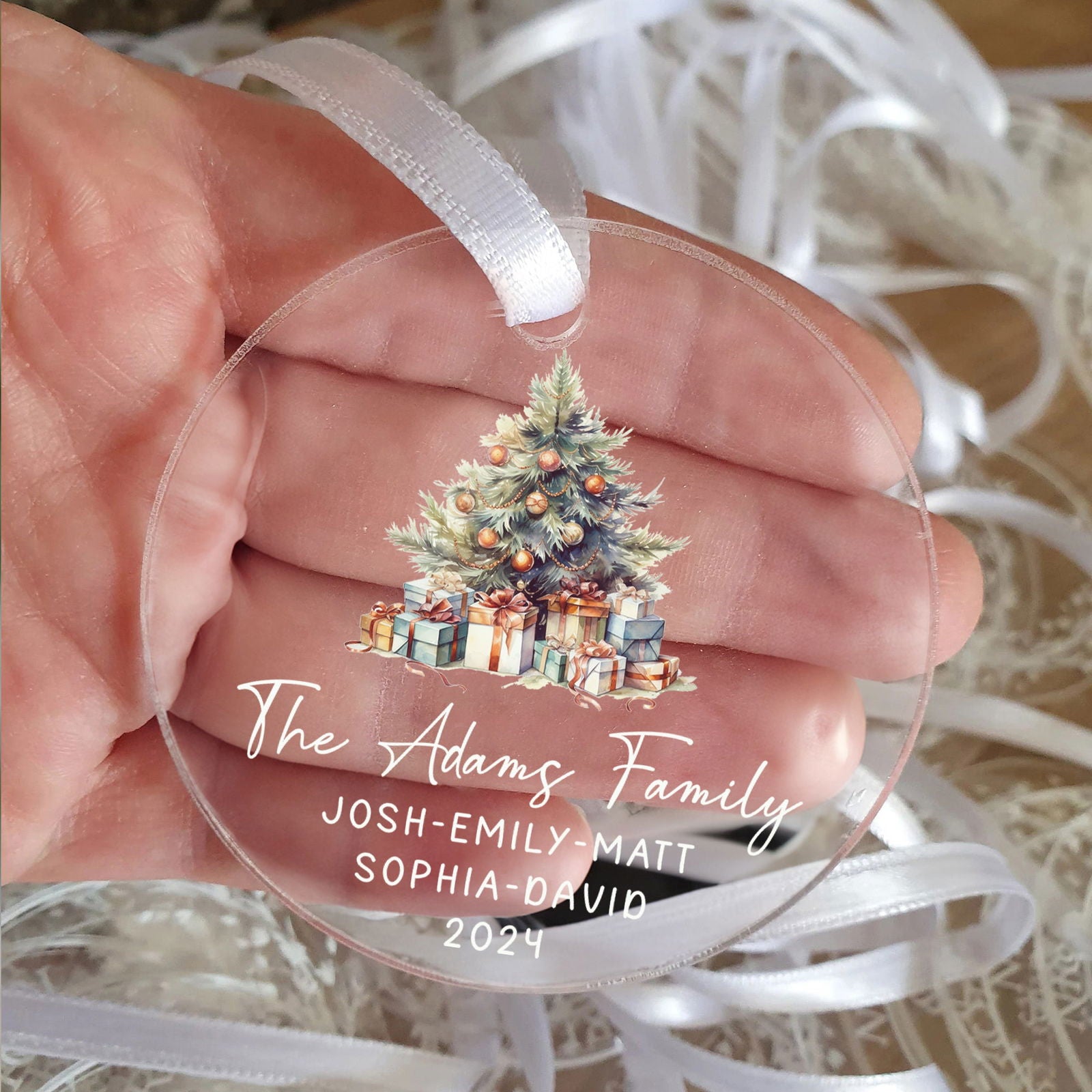 Personalized Family Christmas Ornament 2024 – Custom Family & Pet Ornament AV03-11 - Kindlytoys