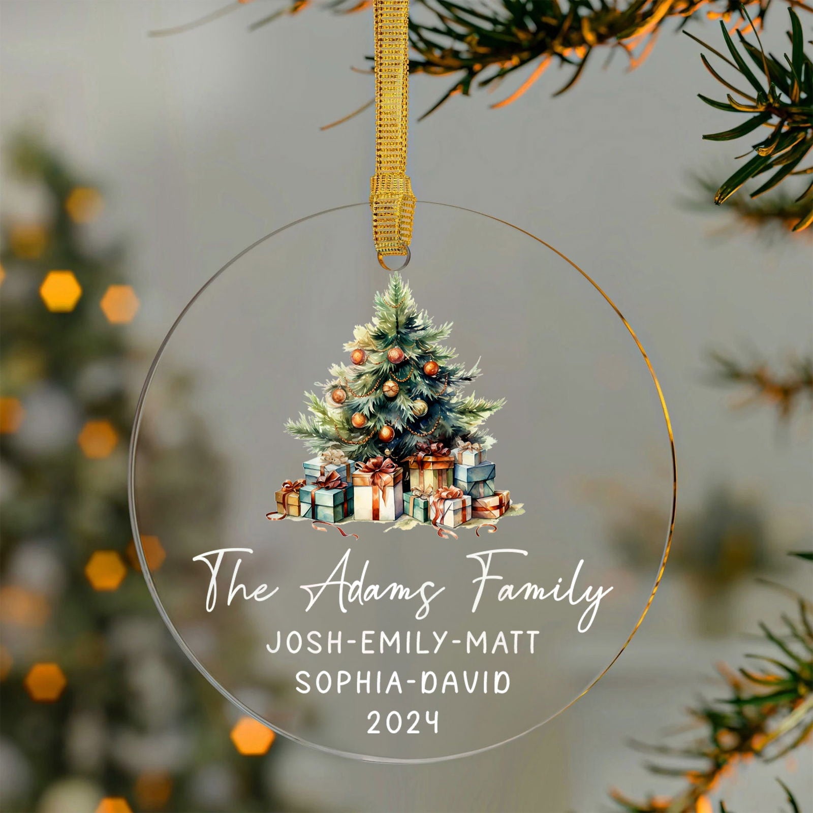 Personalized Family Christmas Ornament 2024 – Custom Family & Pet Ornament AV03-11 - Kindlytoys
