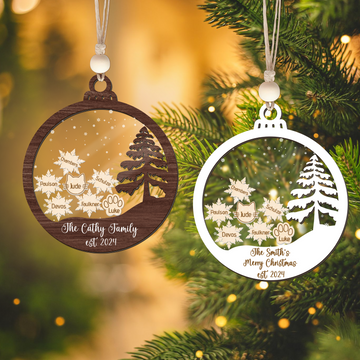 Personalized Family Christmas Ornament 5D, Custom Family Name Wooden Ornament CF299 - Kindlytoys
