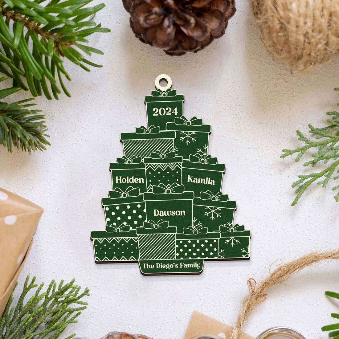 Personalized Family Christmas Ornament, Custom Christmas Tree Ornament with Family Names CF705 - Kindlytoys
