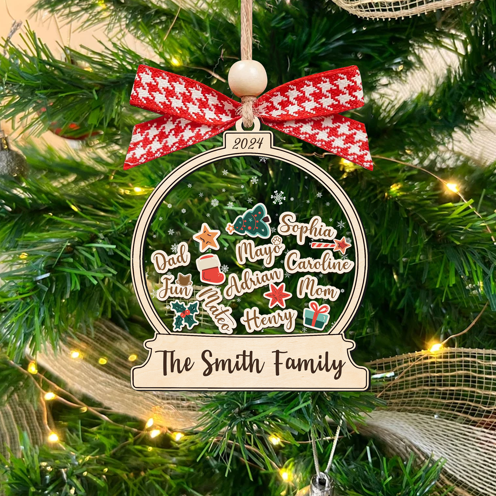 Personalized Family Christmas Ornaments, Custom Family Names Christmas Tree Decorations CF220 - Kindlytoys