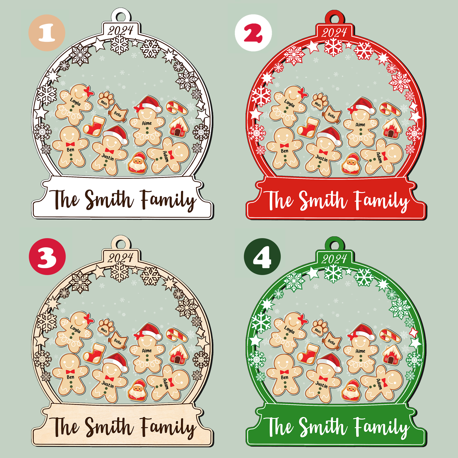 Personalized Family Christmas Ornaments, Family Christmas Shaker Ornaments CF208 - Kindlytoys