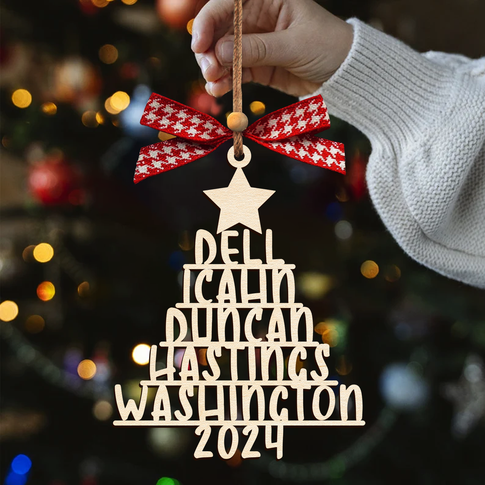 Personalized Family Christmas Ornaments, Family Tree Wooden Ornament For Christmas Decorations CF151 - Kindlytoys