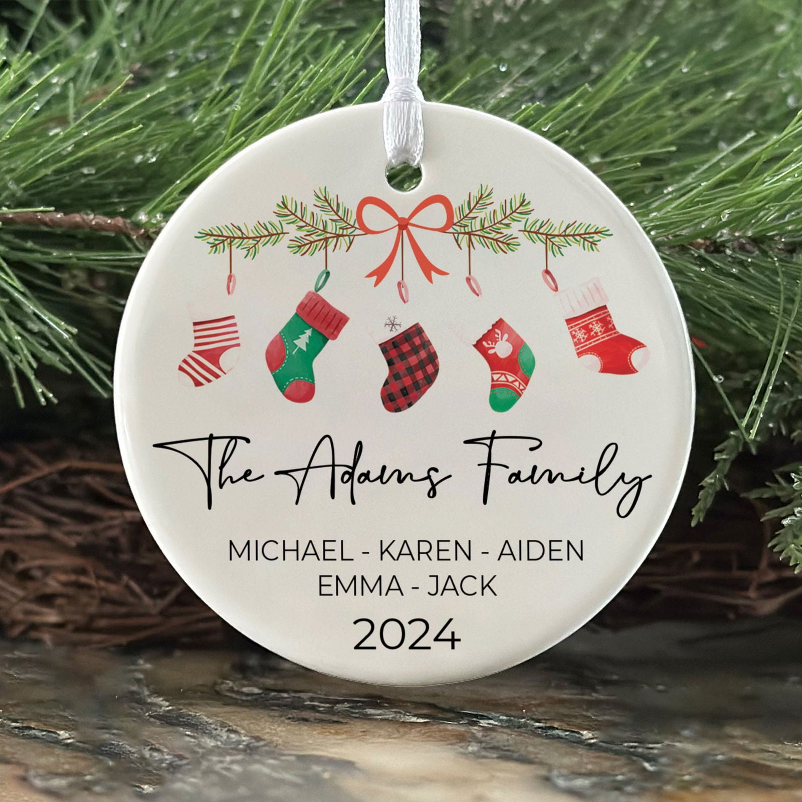 Personalized Family Stocking Ornament With Names and Year, Personalized Family Ornament CX01-36 - Kindlytoys