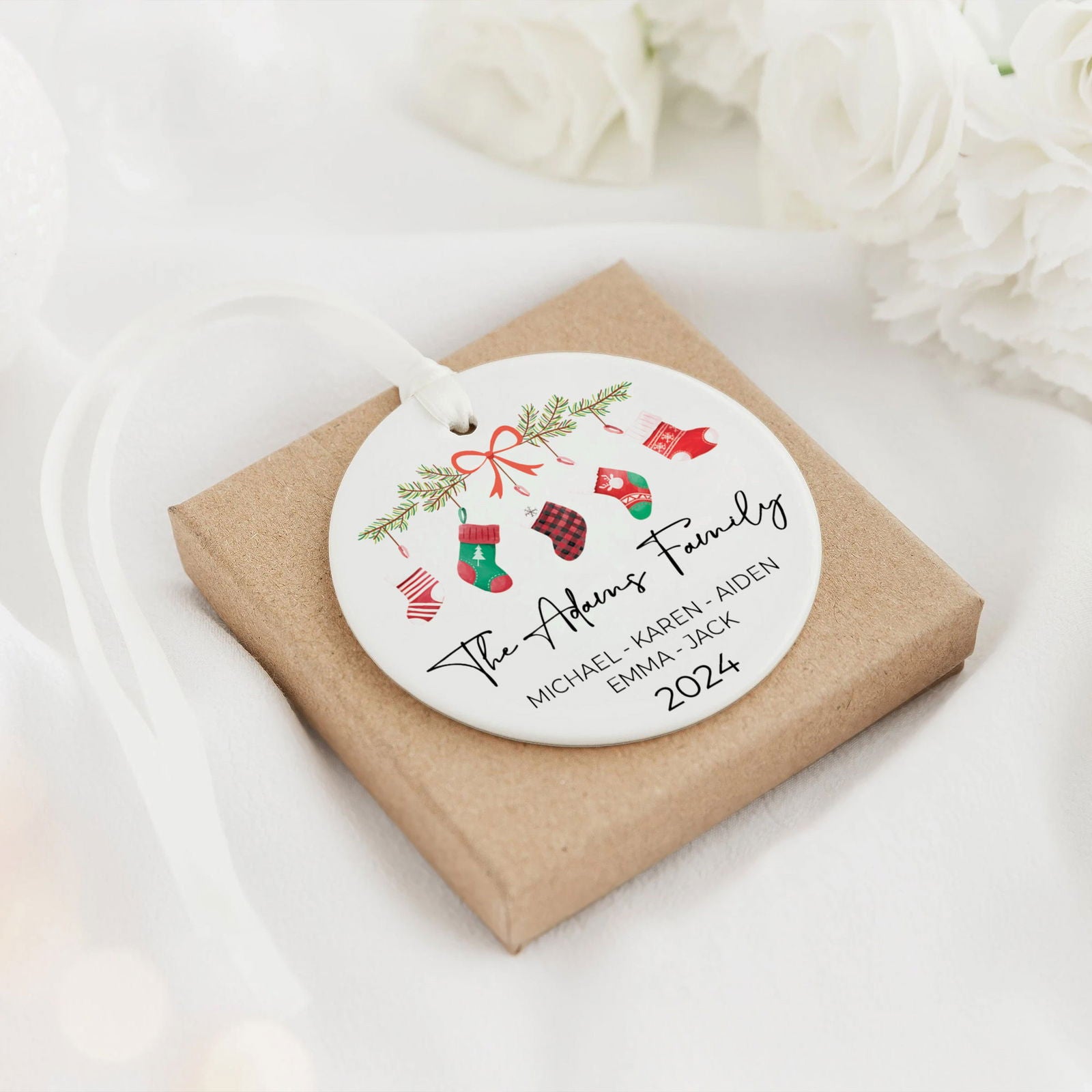 Personalized Family Stocking Ornament With Names and Year, Personalized Family Ornament CX01-36 - Kindlytoys