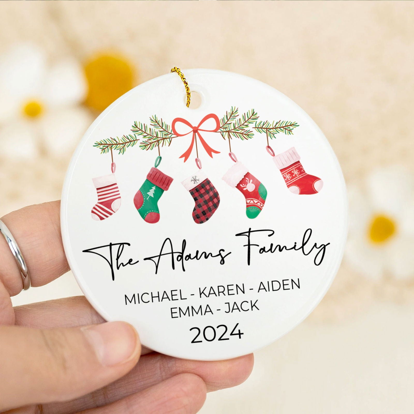 Personalized Family Stocking Ornament With Names and Year, Personalized Family Ornament CX01-36 - Kindlytoys