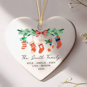 Personalized Family of 4 Ornament, Personalized Heart Shaped Ornament CY02-11 - Kindlytoys