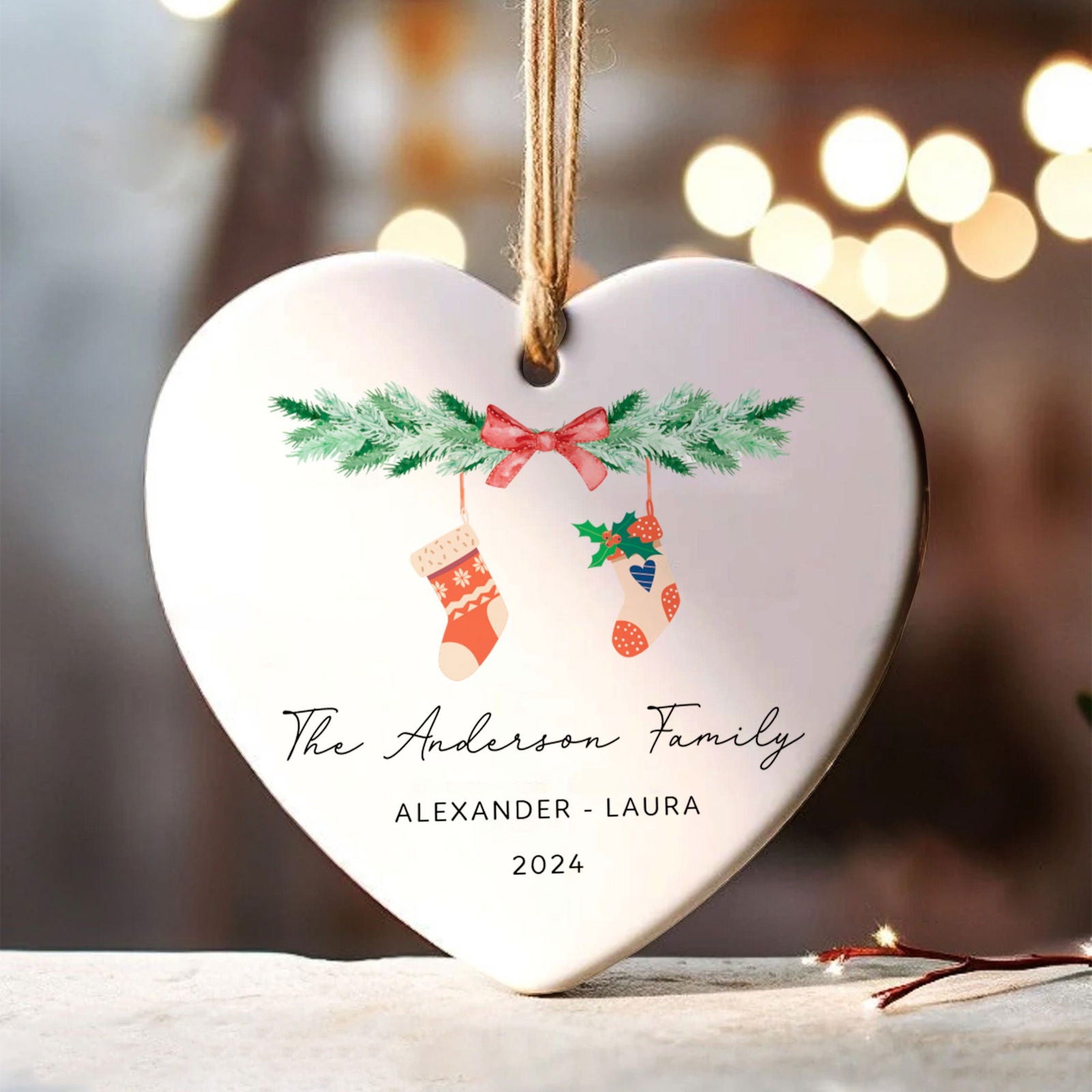 Personalized Family of 4 Ornament, Personalized Heart Shaped Ornament CY02-11 - Kindlytoys