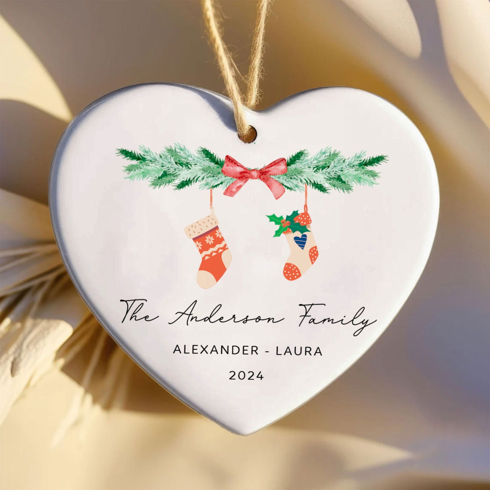 Personalized Family of 4 Ornament, Personalized Heart Shaped Ornament CY02-11 - Kindlytoys