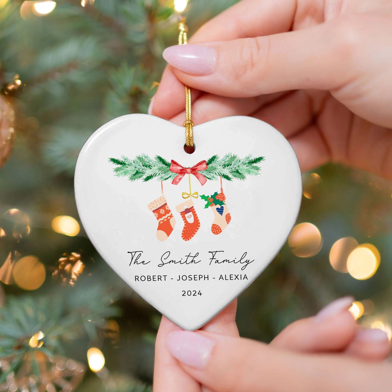 Personalized Family of 4 Ornament, Personalized Heart Shaped Ornament CY02-11 - Kindlytoys
