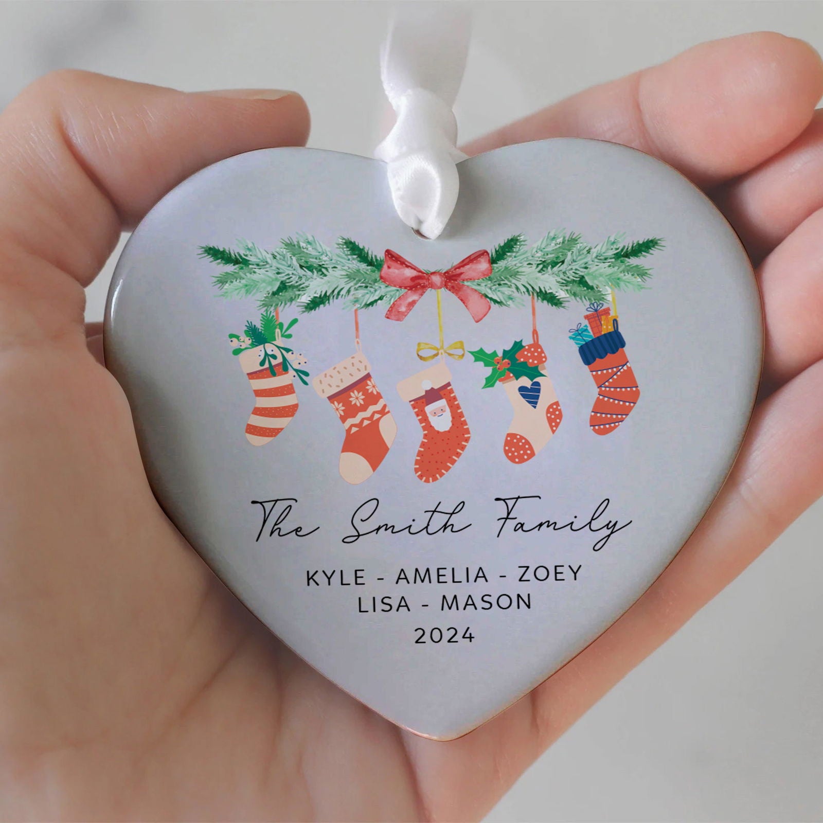 Personalized Family of 4 Ornament, Personalized Heart Shaped Ornament CY02-11 - Kindlytoys