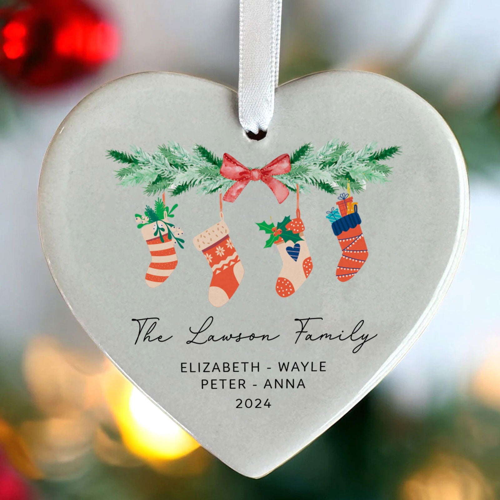 Personalized Family of 4 Ornament, Personalized Heart Shaped Ornament CY02-11 - Kindlytoys
