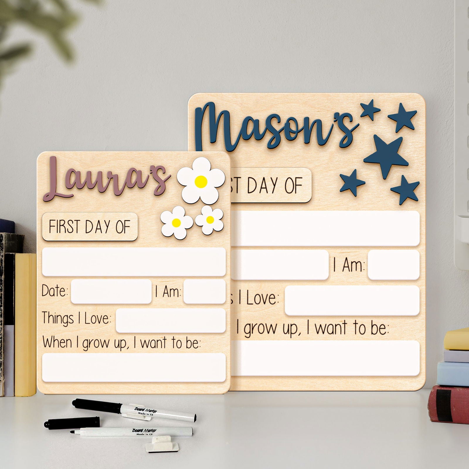 Personalized First/Last Day of School Sign Interchangeable Names SS14 - Kindlytoys