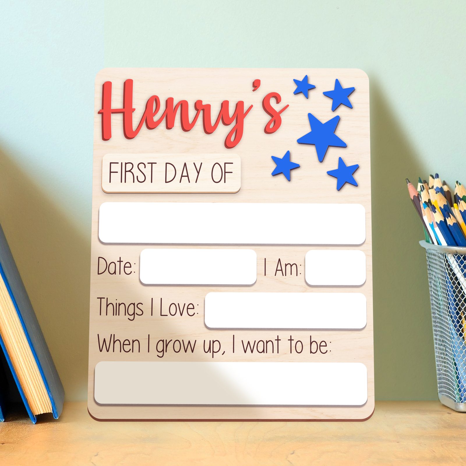 Personalized First/Last Day of School Sign Interchangeable Names SS14 - Kindlytoys