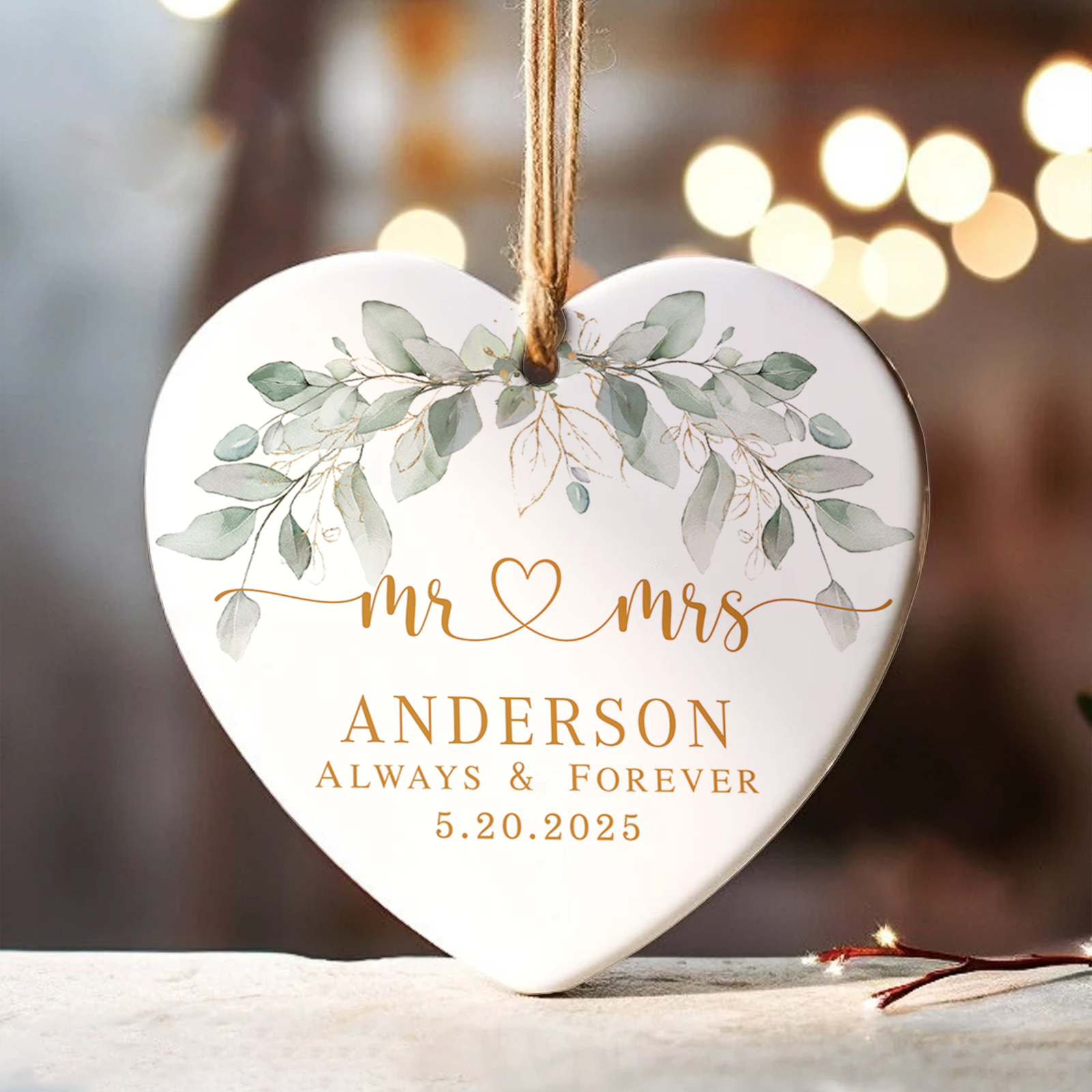 Personalized First Christmas Married Ornament, Custom Mr and Mrs, Mr and Mr, Name and Date, Wedding Ceramic CY05-8 - Kindlytoys