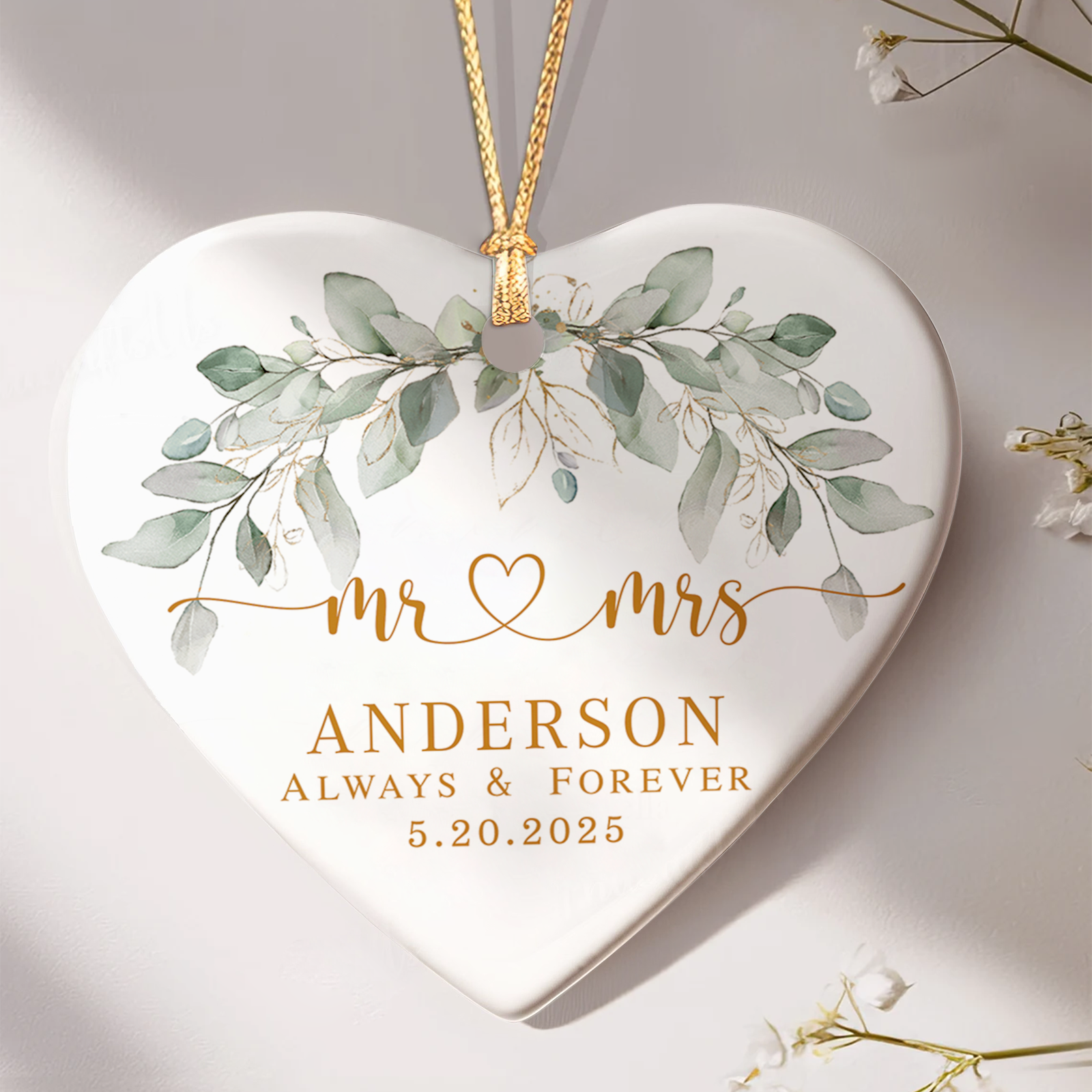 Personalized First Christmas Married Ornament, Custom Mr and Mrs, Mr and Mr, Name and Date, Wedding Ceramic CY05-8 - Kindlytoys