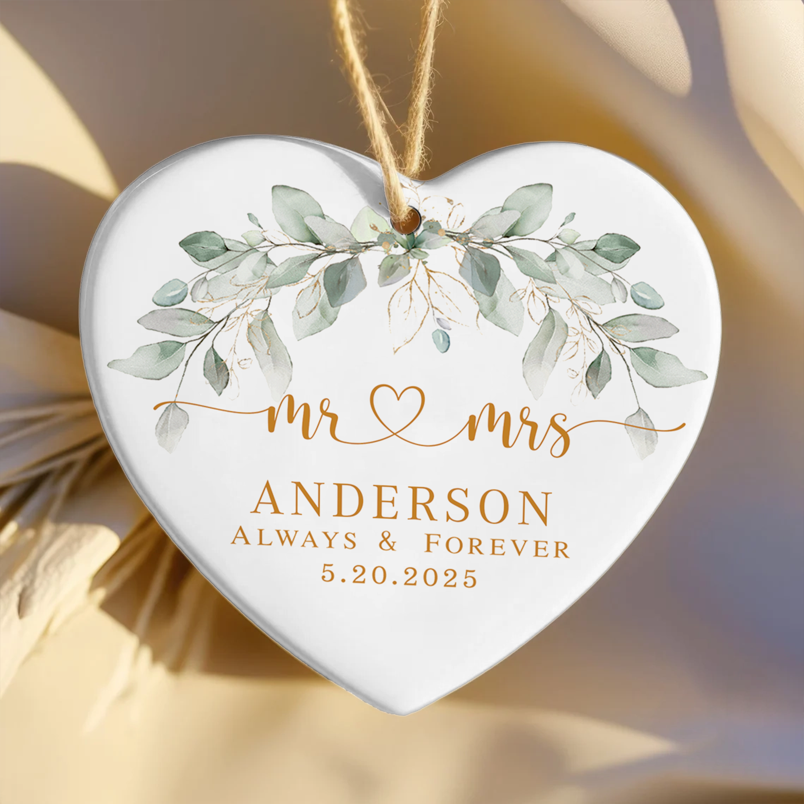 Personalized First Christmas Married Ornament, Custom Mr and Mrs, Mr and Mr, Name and Date, Wedding Ceramic CY05-8 - Kindlytoys