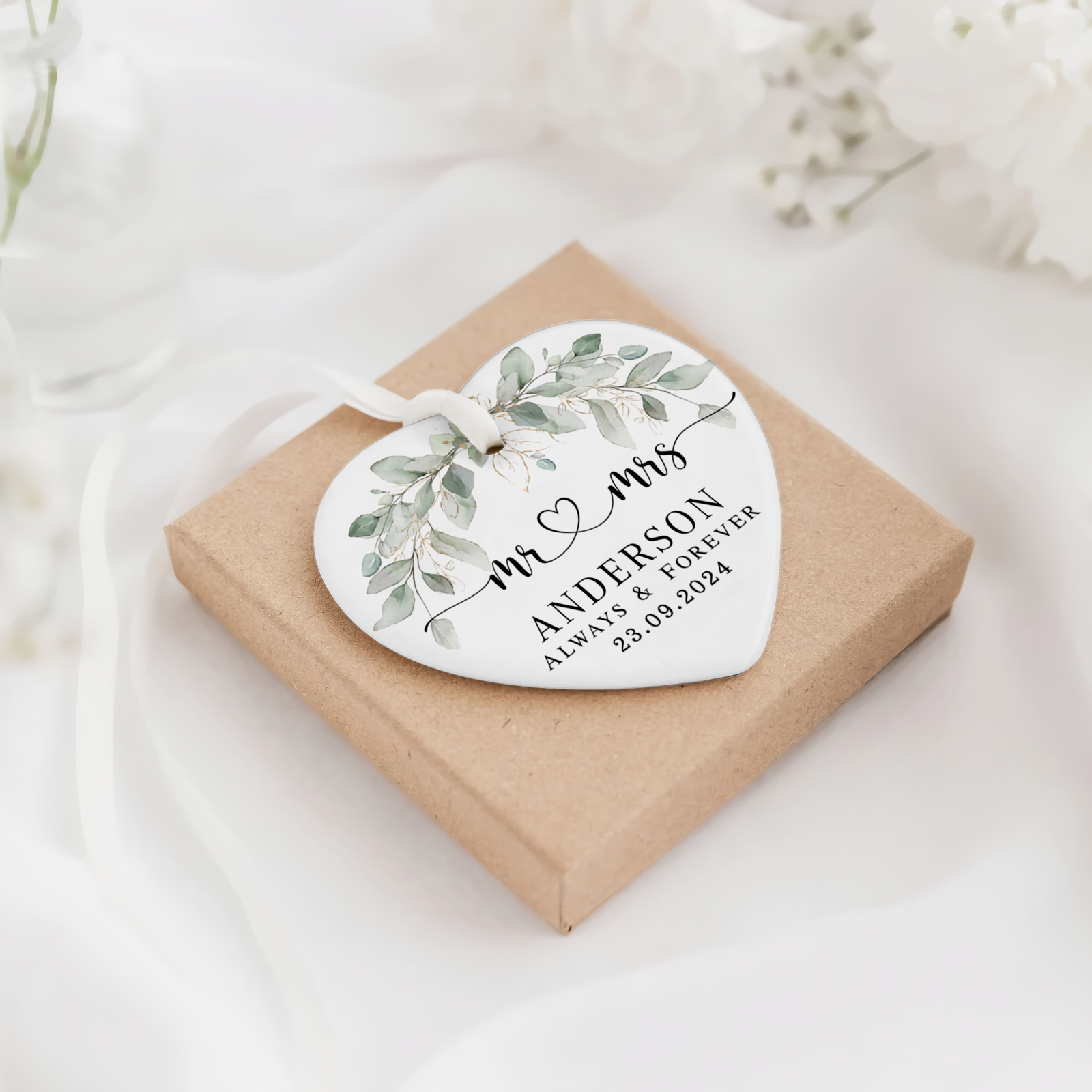 Personalized First Christmas Married Ornament, Custom Mr and Mrs, Mr and Mr, Name and Date, Wedding Ceramic CY05-8 - Kindlytoys