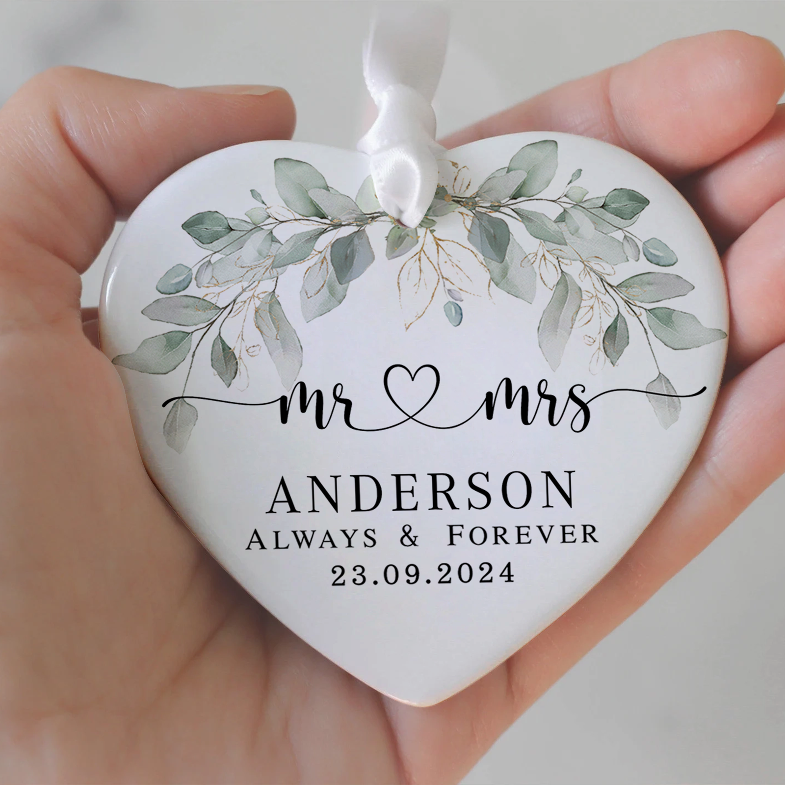 Personalized First Christmas Married Ornament, Custom Mr and Mrs, Mr and Mr, Name and Date, Wedding Ceramic CY05-8 - Kindlytoys