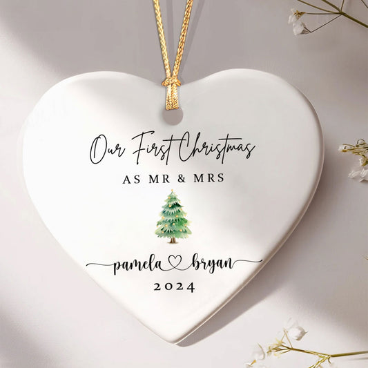Personalized First Christmas Married Ornament, Mr Mrs Ornament, Wedding Gift, Newlywed Christmas Gift, Our First Christmas Ornament CY06-2 - Kindlytoys