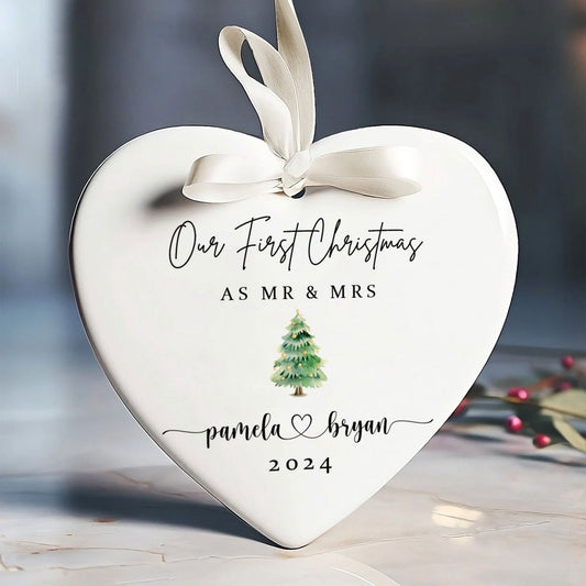 Personalized First Christmas Married Ornament, Mr Mrs Ornament, Wedding Gift, Newlywed Christmas Gift, Our First Christmas Ornament CY06-2 - Kindlytoys