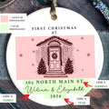 Personalized First Christmas in New Home Ornament - Custom Ceramic Keepsake with Names, Address, and Year - 3x3 Inches Holiday Decor Gift CX02-2 - Kindlytoys