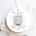 Personalized First Christmas in New Home Ornament - Custom Ceramic Keepsake with Names, Address, and Year - 3x3 Inches Holiday Decor Gift CX02-3 - Kindlytoys