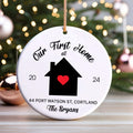 Personalized First Christmas in New Home Ornament - Custom Ceramic Keepsake with Names, Address, and Year - 3x3 Inches Holiday Decor Gift CX02-9 - Kindlytoys