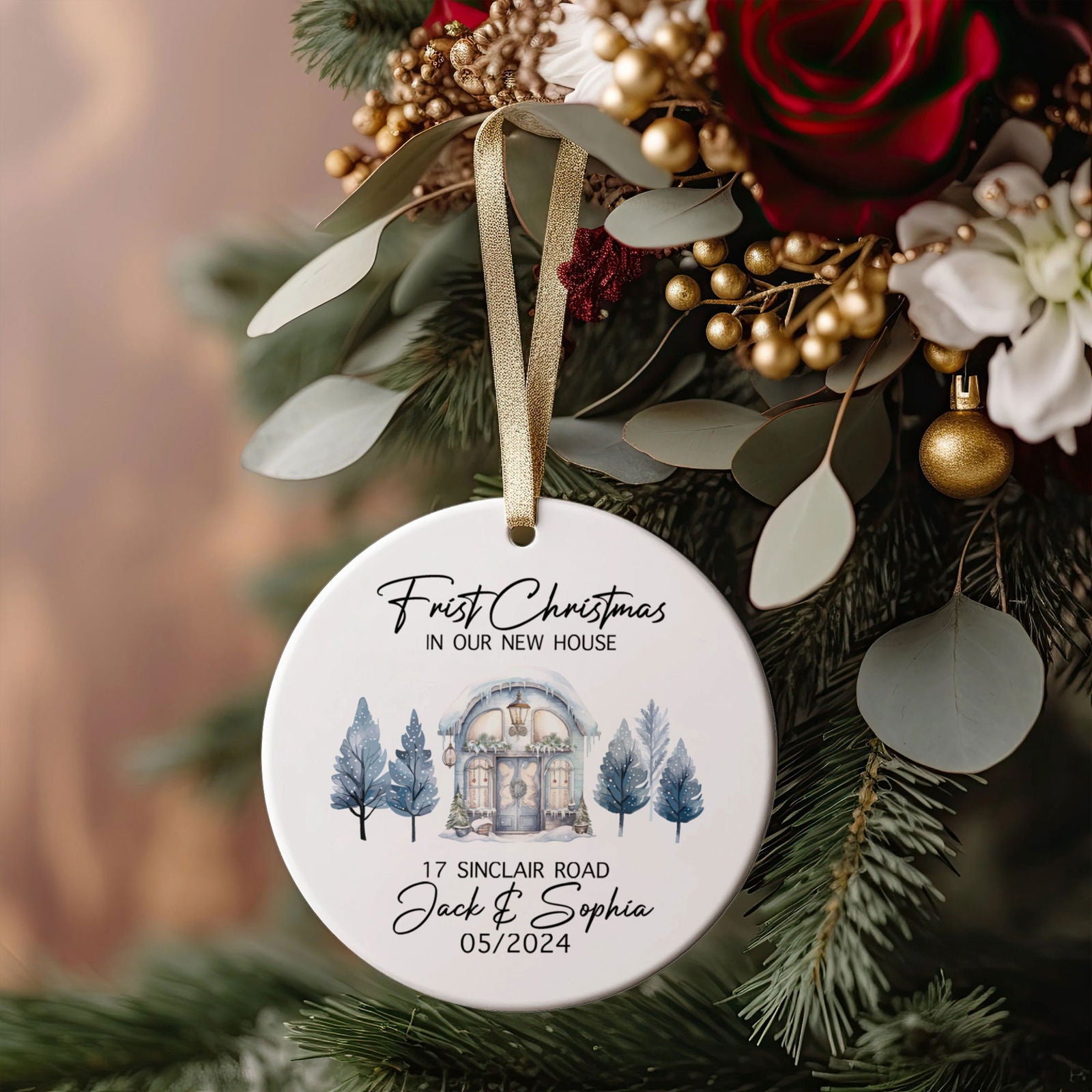Personalized First Christmas in Our New Home Ornament, Couples New Home Ornament, Housewarming Ornament, Custom House Address Christmas Ornament, Personalized New Home Ornament, Custom New House Gift Ideas CX01-8 - Kindlytoys
