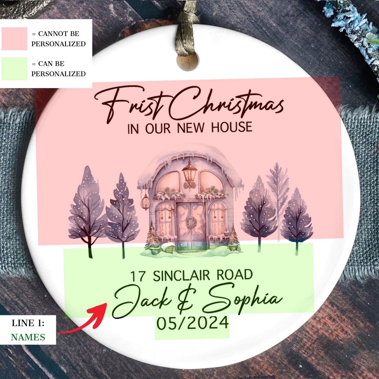 Personalized First Christmas in Our New Home Ornament, Couples New Home Ornament, Housewarming Ornament, Custom House Address Christmas Ornament, Personalized New Home Ornament, Custom New House Gift Ideas CX01-8 - Kindlytoys