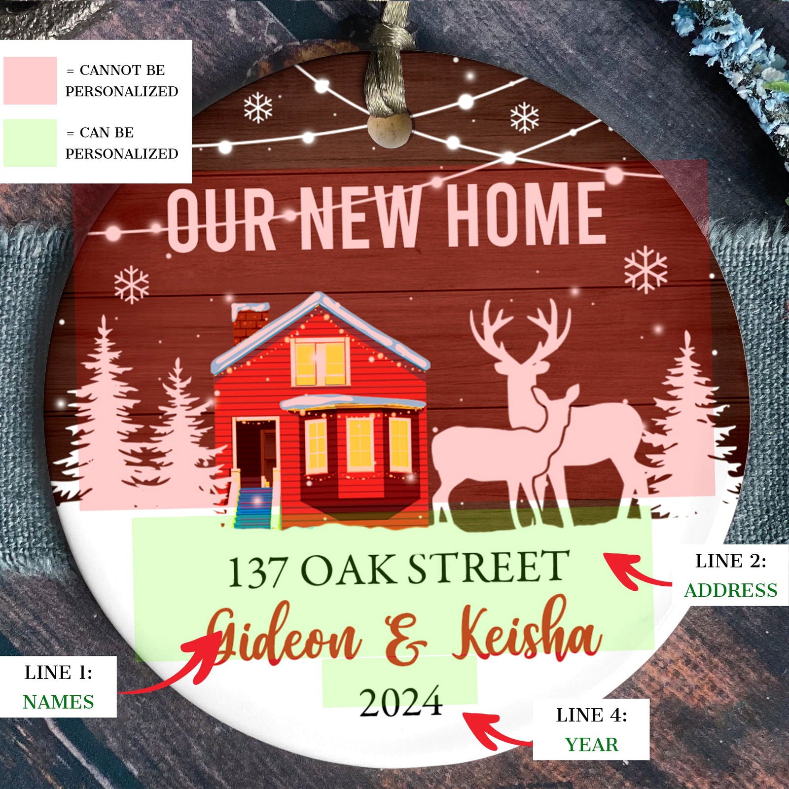 Personalized First Christmas in Our New Home Ornament, Custom New House Gift Ideas, Custom House Address Christmas Ornament, Personalized New Home Ornament,  Couples New Home Ornament CX01-14 - Kindlytoys