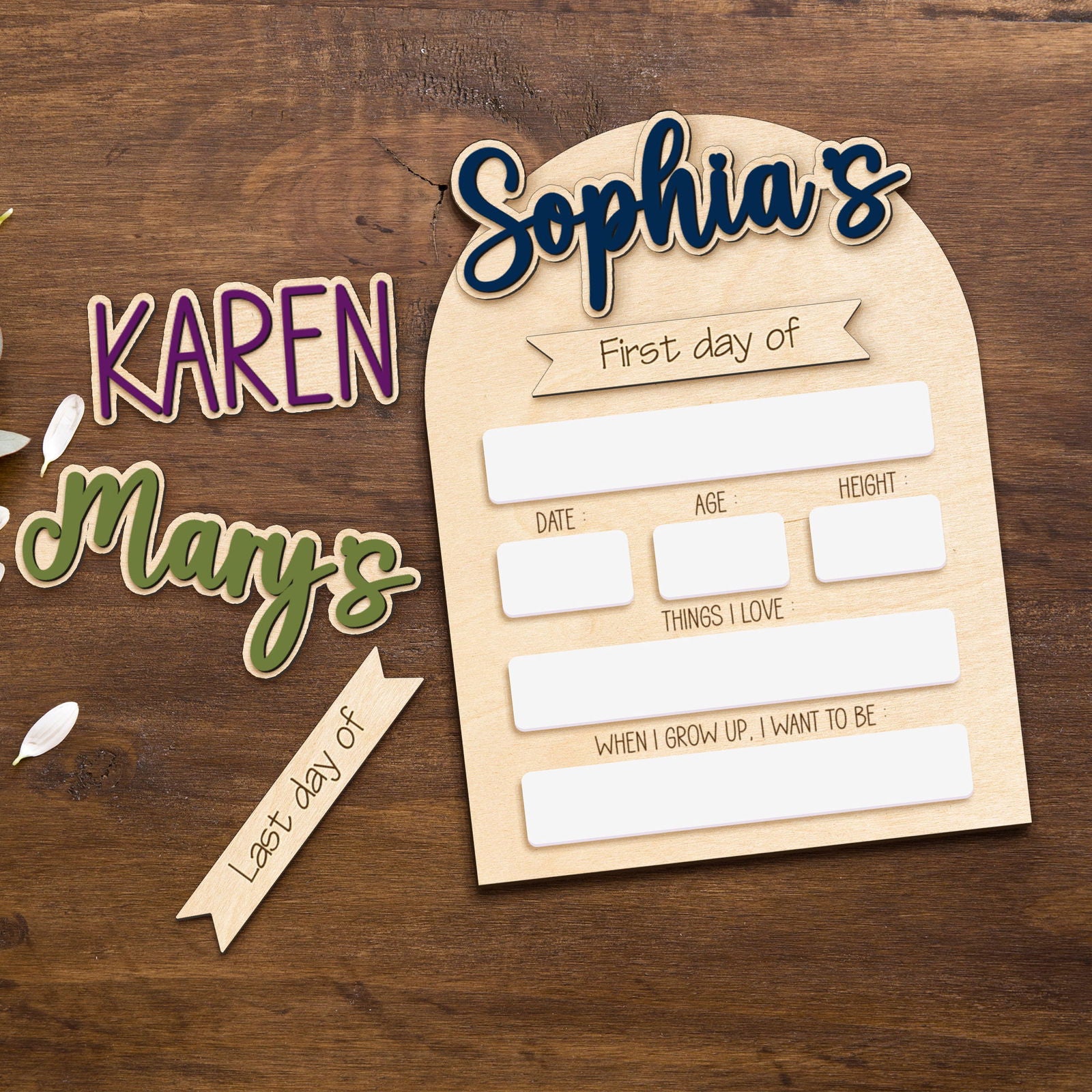 Personalized First Day Last Day of School Sign Interchangeable Names SS36 - Kindlytoys
