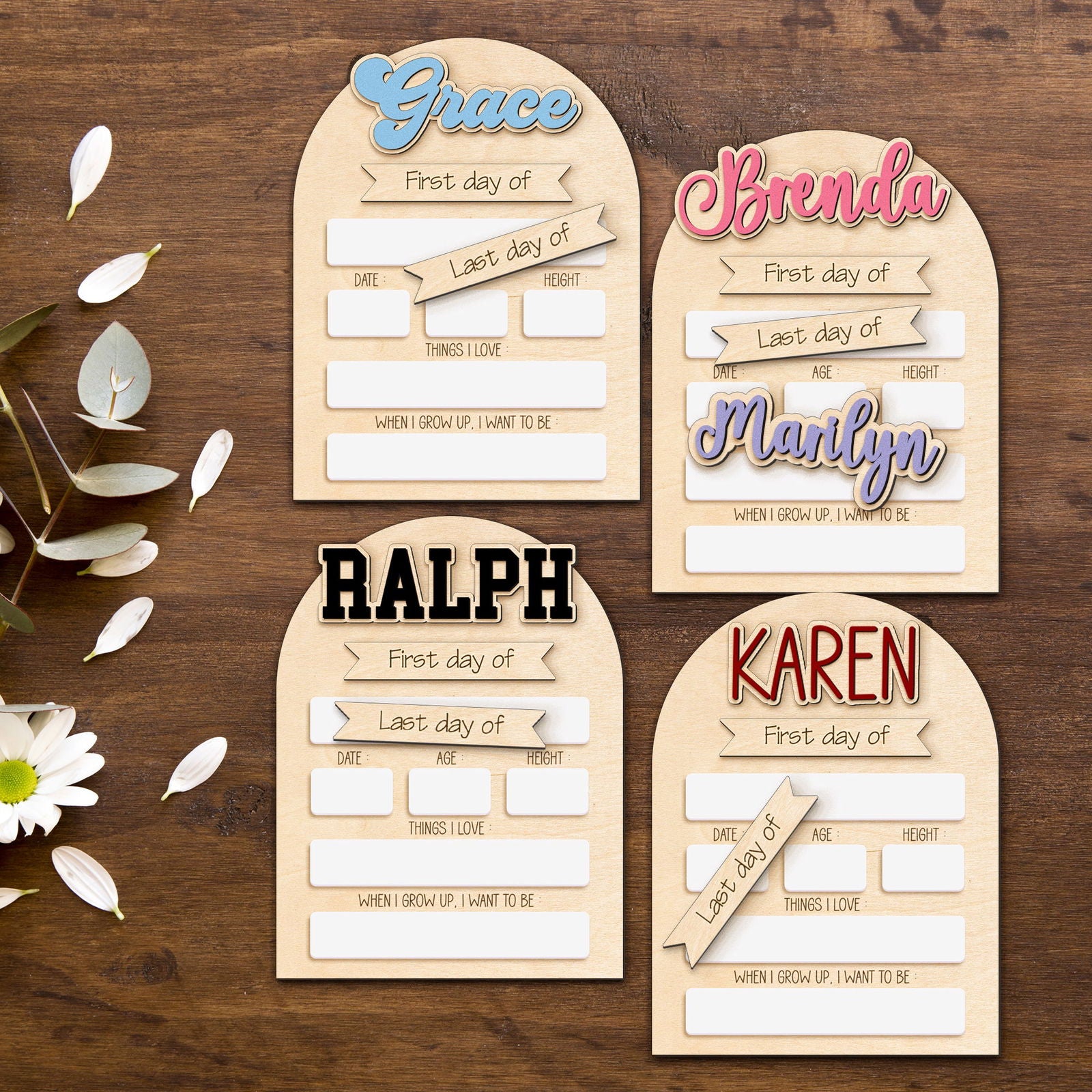 Personalized First Day Last Day of School Sign Interchangeable Names SS36 - Kindlytoys