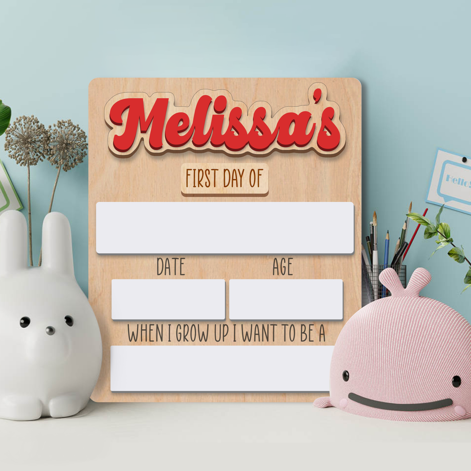 Personalized First Last Day of School Sign Interchangeable Names SS56 - Kindlytoys