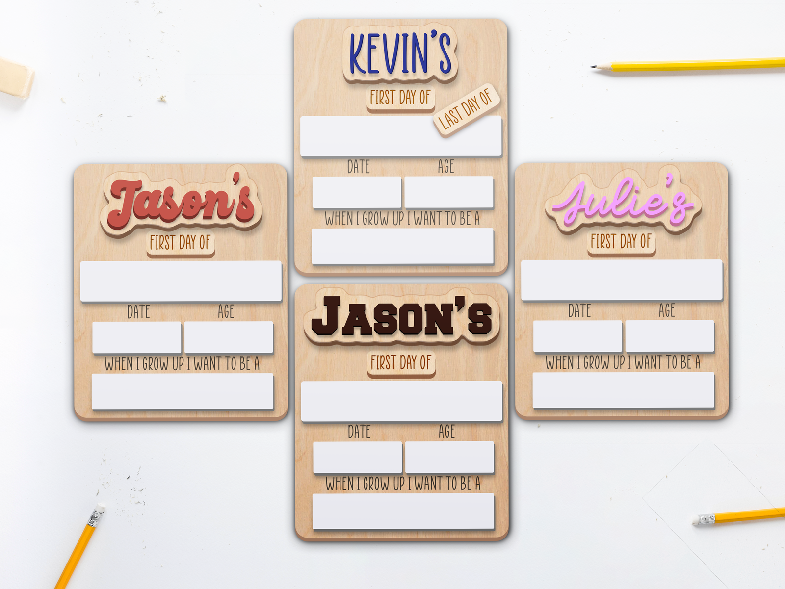 Personalized First Last Day of School Sign Interchangeable Names SS56 - Kindlytoys