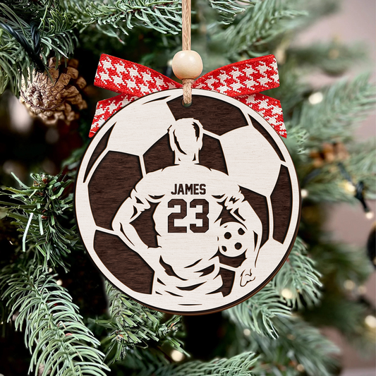 Personalized Football Ornament, 2 Layered and Engraved Wooden Ornament  CF430 - Kindlytoys